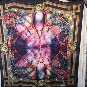 Large Artistic Multi Color Bangled Graphic Scarf